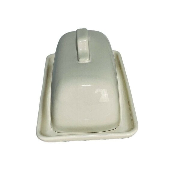 Rae Dunn Artisan Collection White Ceramic Butter Dish With "Gobble" Text - Picture 2 of 8